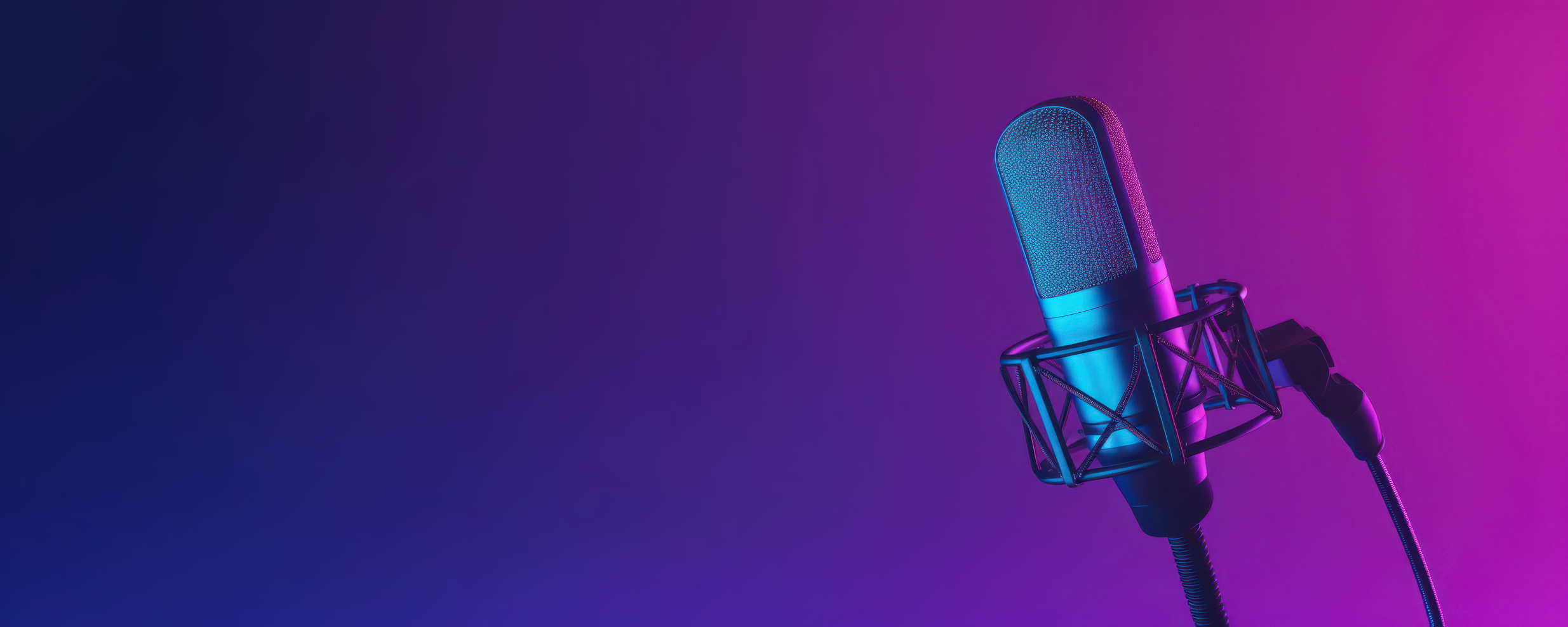 Studio Podcast Microphone on Gradient Neon Background